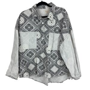 POL Womens oversized paisley printed twill jacket sz L